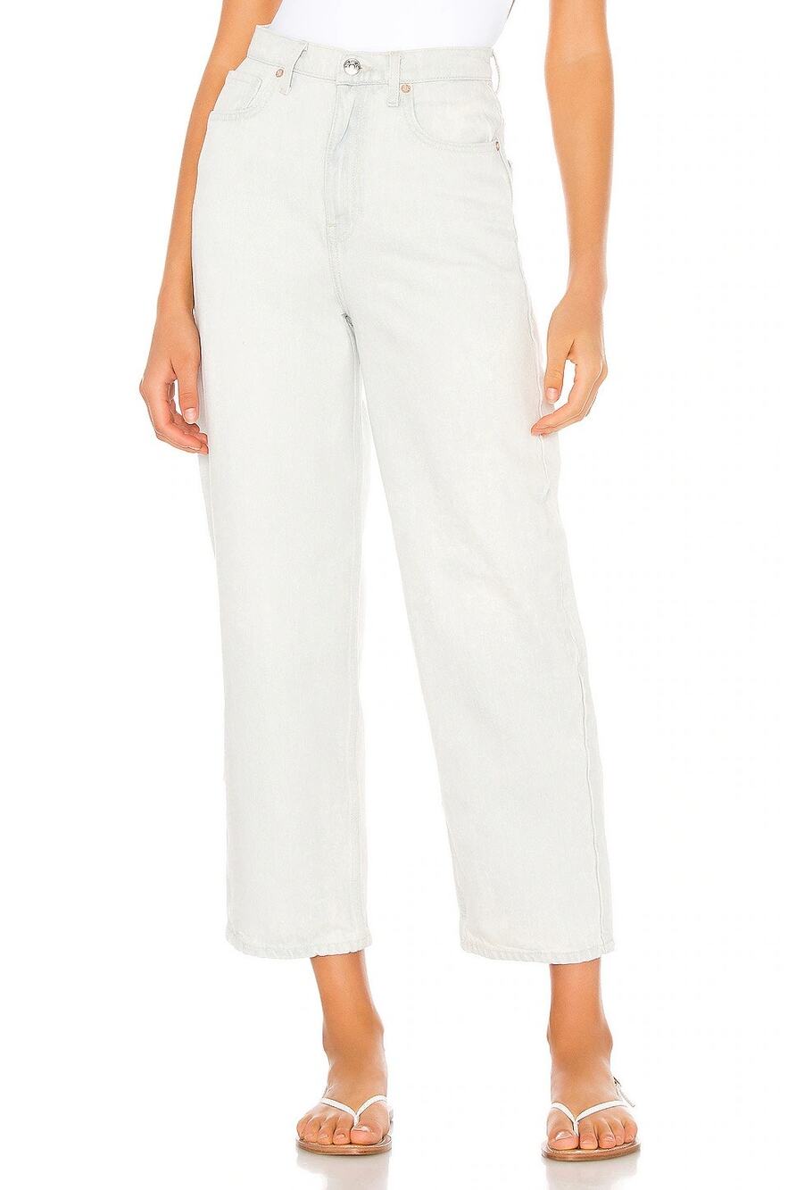 We The Free People NWT Frank Dad Icy Light Wash 100% Cotton Cropped Barrel Jeans